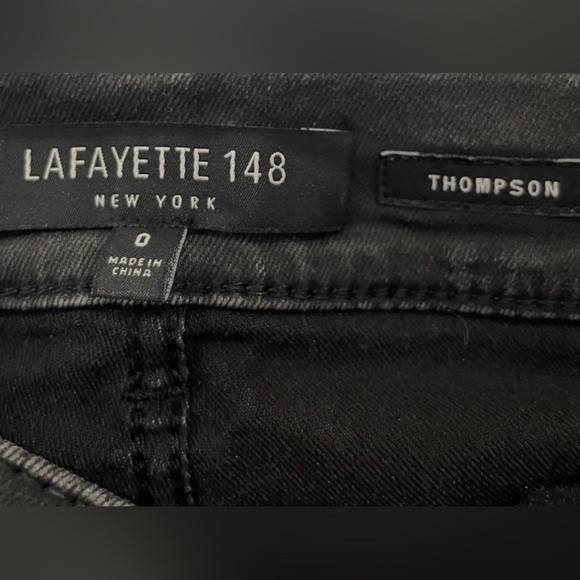 LAFAYETTE 148 NEW YORK WAXED DENIM THOMPSON BLACK JEANS US 0 SLIM LEG SILHOUETTE - Picture 8 of 10